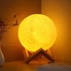 LED Night Lights |   Wholesale 1W Creative Moon Lamp With Remote Control Wooden Bracket 16 Colors USB Rechargeable Touch Control LED Night Light Table Lamp Holiday Birthday Gift 18CM LED Lighting 18cm