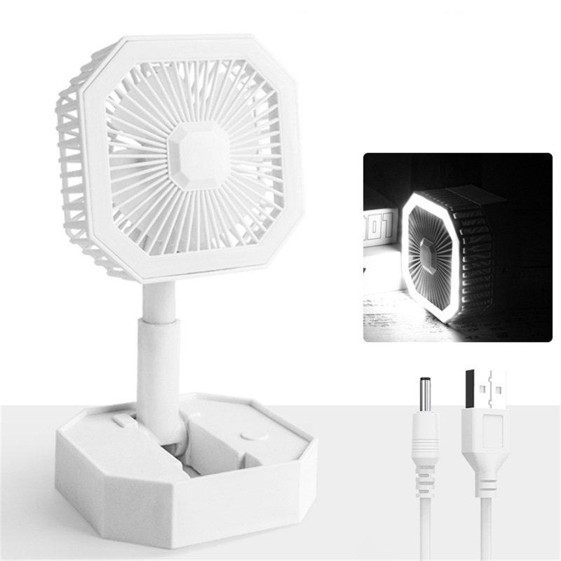 LED Night Lights |   Wholesale 2 In 1 Mini Cooling Fan With Led Light Portable Foldable Adjustable Height Angle Usb Rechargeable Air Cooler Fan black LED Lighting Black