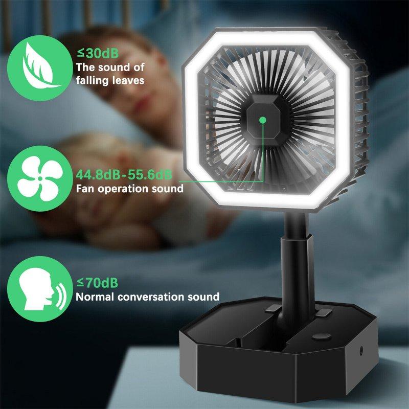 LED Night Lights |   Wholesale 2 In 1 Mini Cooling Fan With Led Light Portable Foldable Adjustable Height Angle Usb Rechargeable Air Cooler Fan black LED Lighting Black