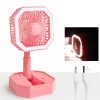 LED Night Lights |   Wholesale 2 In 1 Mini Cooling Fan With Led Light Portable Foldable Adjustable Height Angle Usb Rechargeable Air Cooler Fan pink LED Lighting LED Night Lights