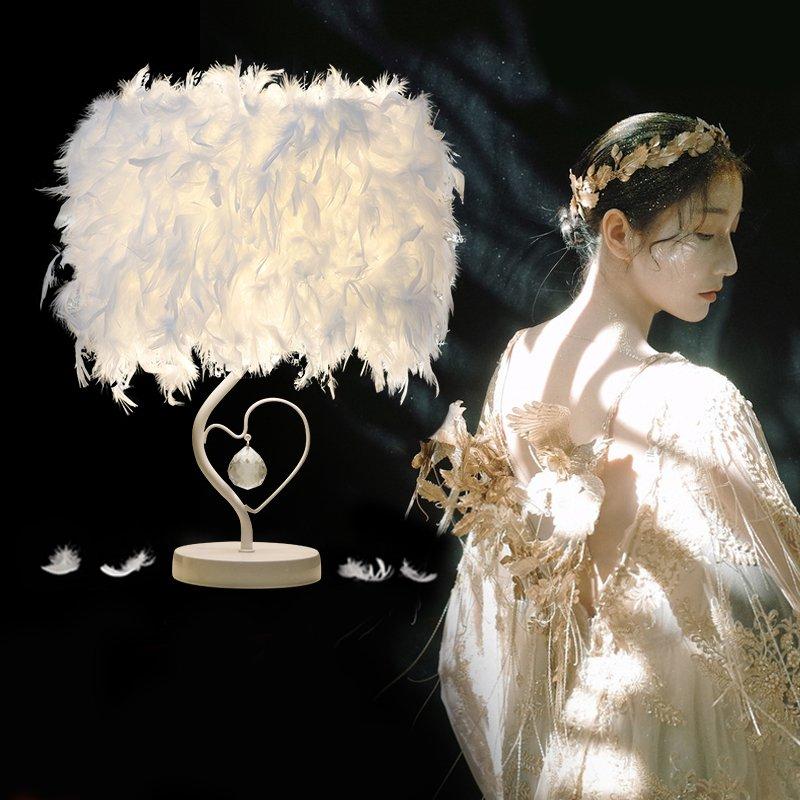 LED Night Lights |   Wholesale 3W LED White Feather Heart Shape Crystal Table Lamp for Bedside Reading Room Sitting Room LED Lighting LED Night Lights