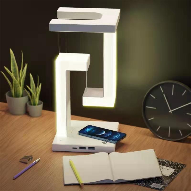 LED Night Lights |   Wholesale 4w Suspension Anti-gravity Desk Lamp 350lm 3800-3900k Adjustable Led Table Lamp White wireless Charging LED Lighting [Wireless Charging] White