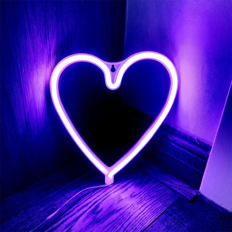 LED Night Lights |   Wholesale 5v Led Neon Light Love Shape For Wedding Party Proposal Birthday Confession Scene Layout Decoration Purple LED Lighting LED Night Lights