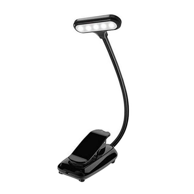 LED Night Lights |   Wholesale 9 Leds Clip On Book Light 3 Color Temperatures Stepless Dimming USB Rechargeable Touch Sensor Reading Lamp For Book Lovers black LED Lighting Black