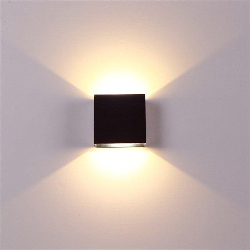 LED Night Lights |   Wholesale Adjustable 6W LED Wall Lamp AC85-265V COB Waterproof Aluminum Cube Outdoor Porch Wall Light  warm light LED Lighting LED Night Lights