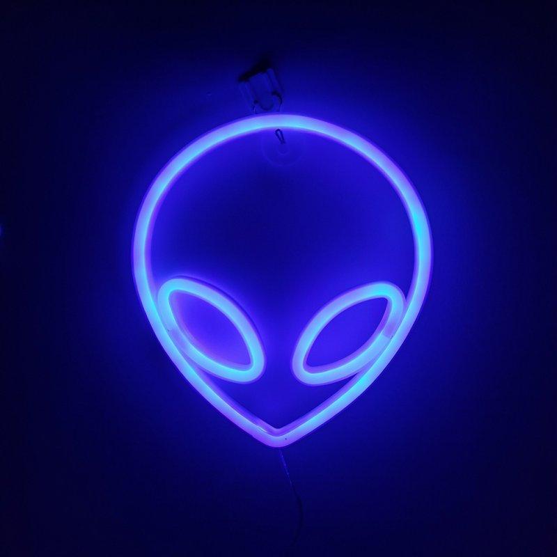 LED Night Lights |   Wholesale Alien Sign Desktop Lamp Nightstand Lamps USB Powered Night Light Hanging Alien Table Decoration For Living Room Bedroom Gaming Room Children’s Room blue LED Lighting Blue