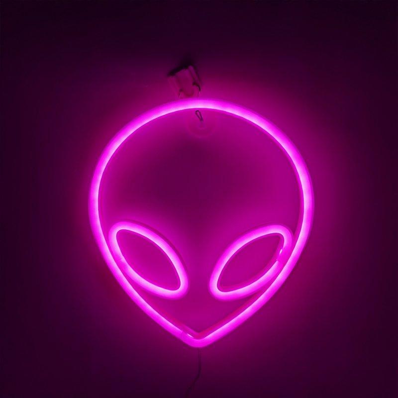 LED Night Lights |   Wholesale Alien Sign Desktop Lamp Nightstand Lamps USB Powered Night Light Hanging Alien Table Decoration For Living Room Bedroom Gaming Room Children’s Room pink LED Lighting LED Night Lights