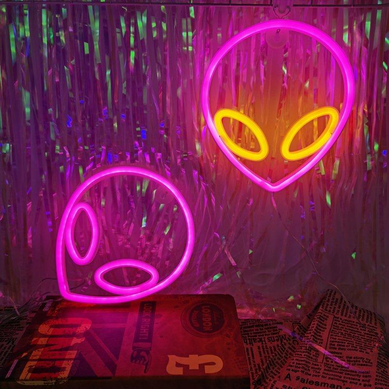 LED Night Lights |   Wholesale Alien Sign Desktop Lamp Nightstand Lamps USB Powered Night Light Hanging Alien Table Decoration For Living Room Bedroom Gaming Room Children’s Room pink LED Lighting LED Night Lights