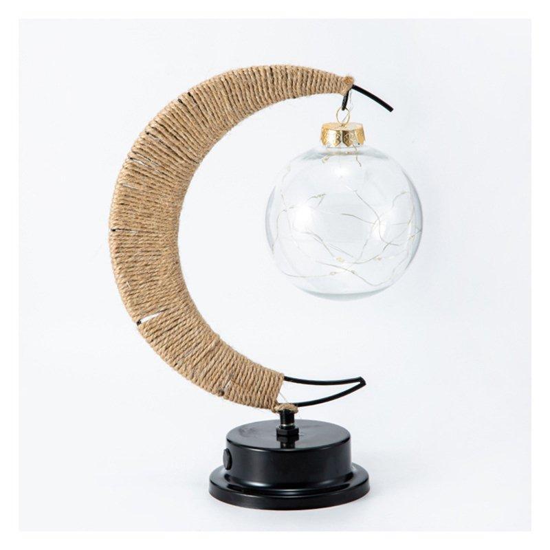 LED Night Lights |   Wholesale Christmas Lunar Lamp With Jute Twine Super Bright Eye Protection Moon Shape Vintage Style LED Crescent Light Table Lamp warm white LED Lighting LED Night Lights