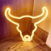 LED Night Lights |   Wholesale Cow Horn Sign Desktop Lamp, Nightstand Lamps, USB Or Battery Powered Night Light, Hanging cow head Table Decoration For Living Room, Bedroom, Gaming Room, Children’s Room peach powder LED Lighting LED Night Lights