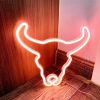 LED Night Lights |   Wholesale Cow Horn Sign Desktop Lamp, Nightstand Lamps, USB Or Battery Powered Night Light, Hanging cow head Table Decoration For Living Room, Bedroom, Gaming Room, Children’s Room peach powder LED Lighting LED Night Lights