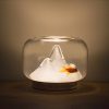 LED Night Lights |   Wholesale Creative Glass Fishbowl Fish Tank, Wood Base Glass Fish Aquariums, Small Snow Mountain Design Stylish LED Night Light, Mini Aquarium Desktop Ornaments mountain lantern LED Lighting LED Night Lights