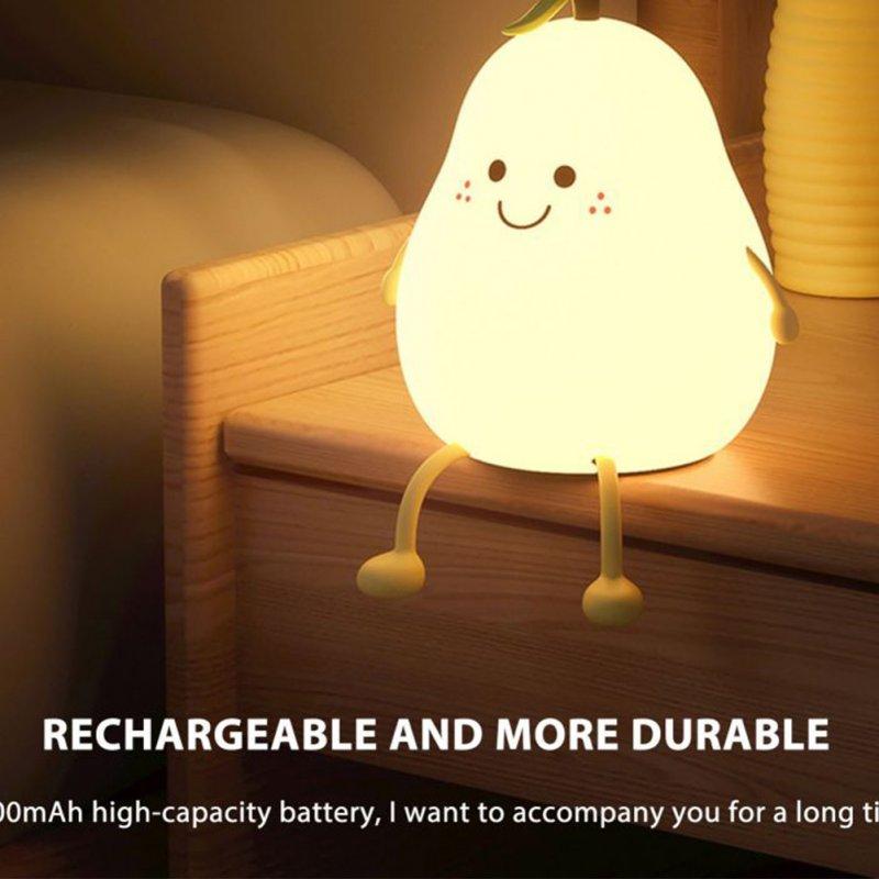 LED Night Lights |   Wholesale Cute Smile Pear Shape Silicone Led Night Light Usb Charging Color-changing Eye Protective Bedside Lamp colorful lights LED Lighting Colorful lights