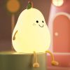 LED Night Lights |   Wholesale Cute Smile Pear Shape Silicone Led Night Light Usb Charging Color-changing Eye Protective Bedside Lamp colorful lights LED Lighting Colorful lights