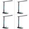 LED Night Lights |   Wholesale LED Desk Lamp with Wireless Charger Dual Lcd Display Multi-functional Smart Eye Caring Table Lamps Black EU Plug LED Lighting Black EU plug