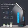 LED Night Lights |   Wholesale LED Desk Lamp with Wireless Charger Dual Lcd Display Multi-functional Smart Eye Caring Table Lamps Black EU Plug LED Lighting Black EU plug