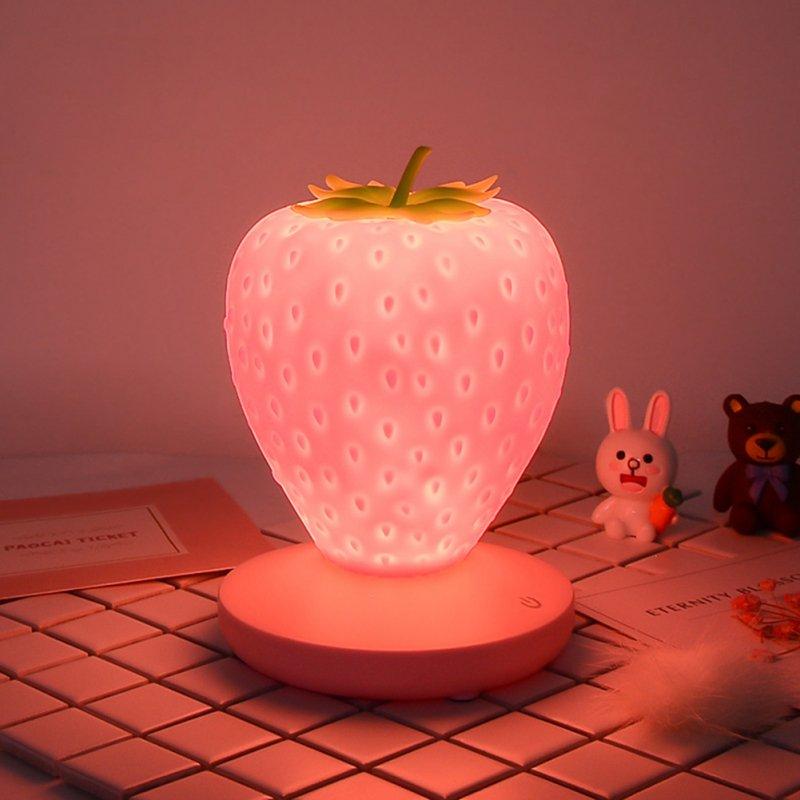 LED Night Lights |   Wholesale Led Night Light Strawberry Shape Usb Rechargeable Eye Protection Decorative Table Lamp For Bedroom Decor pink LED Lighting LED Night Lights