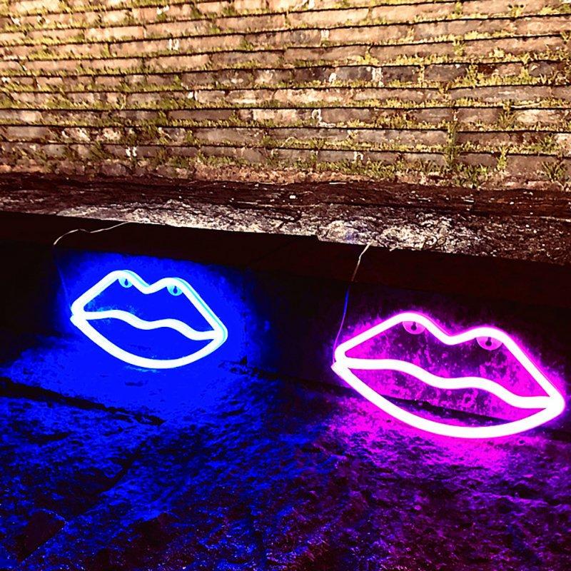 LED Night Lights |   Wholesale Lips Sign Desktop Lamp USB Or Battery Powered Night Light IP45 Waterproof Hanging Lips Wall Decoration For Living Room Bedroom Gaming Room Bedside Table pink LED Lighting LED Night Lights