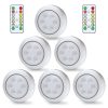 LED Night Lights |   Wholesale Lunsy 6PCS Wireless Color Changing LED Puck Lights with 2PCS Remote Controls, LED Under Cabinet Lighting, Closet Light Set, Round Cabinet Lights LED Lighting LED Night Lights