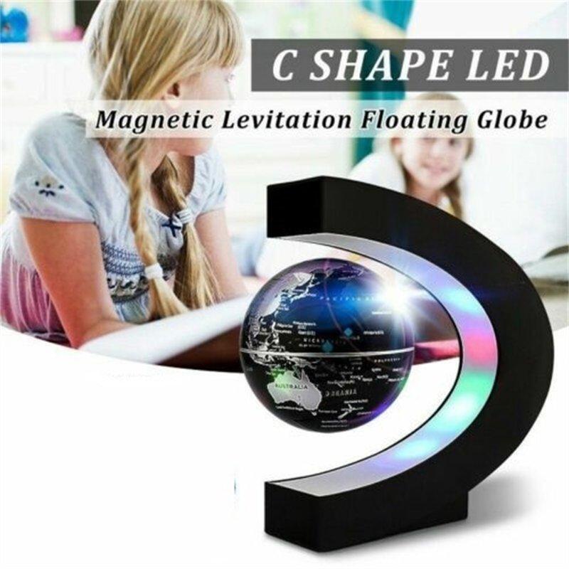 LED Night Lights |   Wholesale Magnetic Levitation Globe With Colored LED Lights C Shaped Floating Globe Earth Planet Ball For Gift Home Office Desk Decoration EU plug LED Lighting EU plug