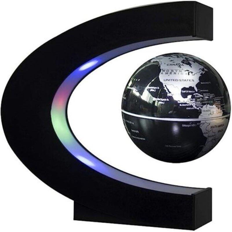 LED Night Lights |   Wholesale Magnetic Levitation Globe With Colored LED Lights C Shaped Floating Globe Earth Planet Ball For Gift Home Office Desk Decoration US plug LED Lighting LED Night Lights