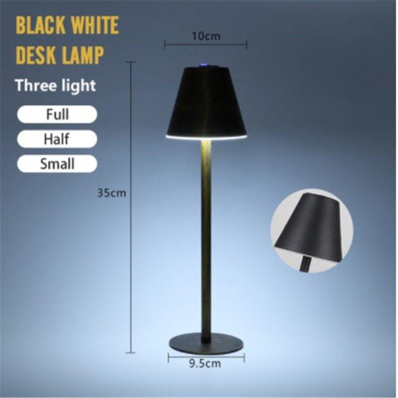 LED Night Lights |   Wholesale Metal Nordic Style Wrought Iron Table  Lamp Touch Dimming Eye Protective Bar Living Room Bedroom Wireless Lighting Atmosphere Led Light Black and white LED Lighting Black & white