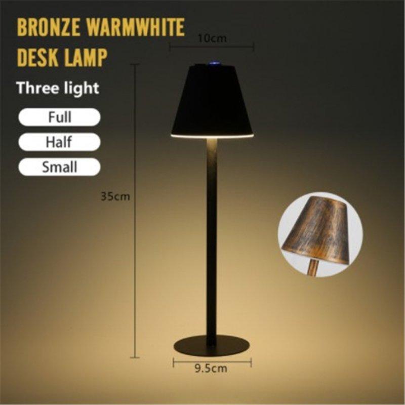 LED Night Lights |   Wholesale Metal Nordic Style Wrought Iron Table  Lamp Touch Dimming Eye Protective Bar Living Room Bedroom Wireless Lighting Atmosphere Led Light Bronze warm white light LED Lighting Bronze warm white light