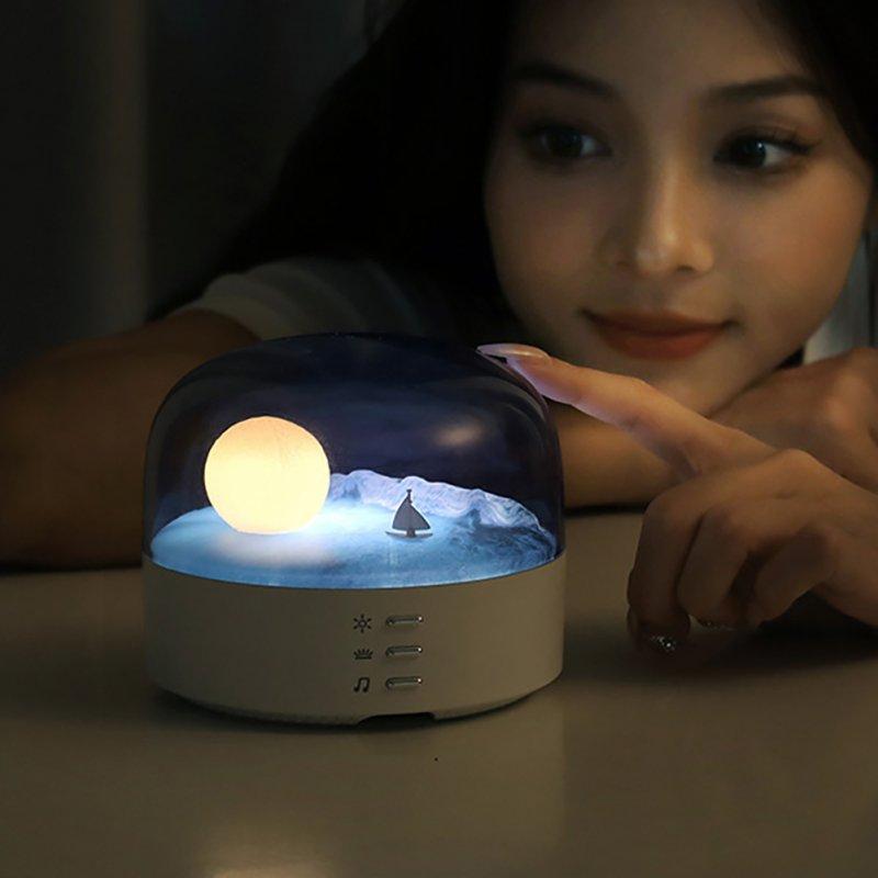 LED Night Lights |   Wholesale Night Light, Desk Lamp Scene Speaker With Button, Built-in 1200mAh Battery, Hidden Speaker, 2-in-1 Crescent Speaker Night Light Gifts For Festivals, Birthday White LED Lighting LED Night Lights