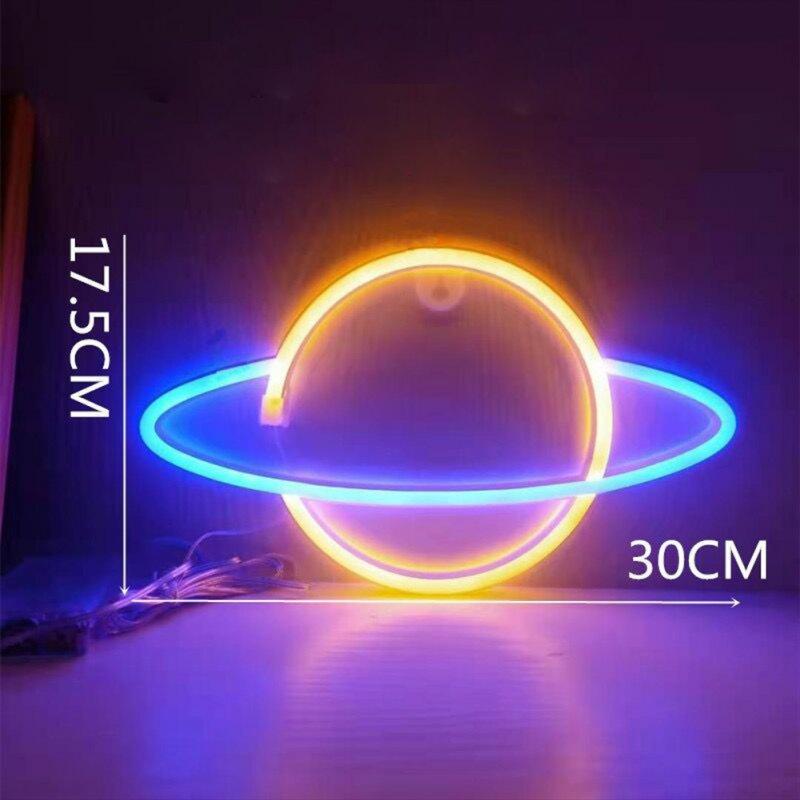 LED Night Lights |   Wholesale Planet Led Neon Signs, 5V USB/Battery Powered Aesthetic Hanging Neon Light, High Brightness LED Lighting Planet Lights For Bedroom, Gaming Room Wall Decoration blue + warm white LED Lighting Blue + warm white