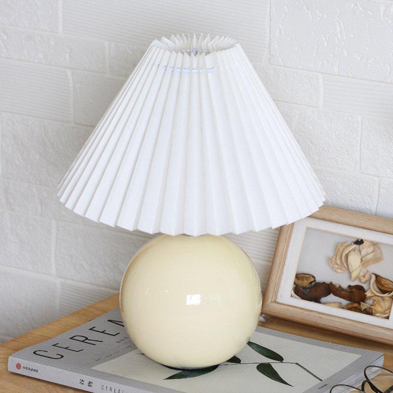 LED Night Lights |   Wholesale Pleated Ceramic Table Lamp USB Charging Bedroom Bedside LED Night Lamp With Dimmer Switch Creative Retro Farmhouse Desk Lamp (Single Color Warm Light) Beige + white LED Lighting LED Night Lights