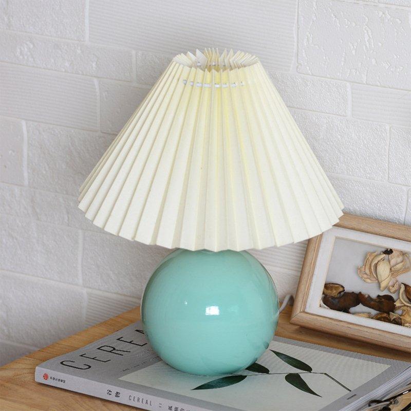 LED Night Lights |   Wholesale Pleated Ceramic Table Lamp USB Charging Bedroom Bedside LED Night Lamp With Dimmer Switch Creative Retro Farmhouse Desk Lamp (Single Color Warm Light) Blue-green + beige LED Lighting LED Night Lights