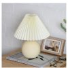 LED Night Lights |   Wholesale Pleated Ceramic Table Lamp USB Charging Bedroom Bedside LED Night Lamp With Dimmer Switch Creative Retro Farmhouse Desk Lamp (Single Color Warm Light) Wood grain + beige LED Lighting LED Night Lights