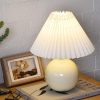 LED Night Lights |   Wholesale Pleated Ceramic Table Lamp USB Charging Bedroom Bedside LED Night Lamp With Dimmer Switch Creative Retro Farmhouse Desk Lamp (Single Color Warm Light) Wood grain + beige LED Lighting LED Night Lights