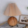 LED Night Lights |   Wholesale Pleated Ceramic Table Lamp USB Charging Bedroom Bedside LED Night Lamp With Dimmer Switch Creative Retro Farmhouse Desk Lamp (Single Color Warm Light) Wood grain + beige LED Lighting LED Night Lights