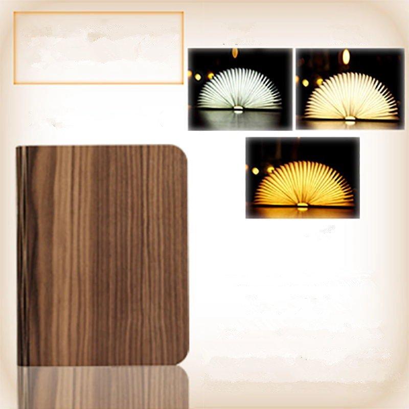 LED Night Lights |   Wholesale Portable USB Rechargeable LED Light Foldable Wooden Book Lamp for Home Decor Wooden Black Walnut Dupont Paper Small LED Lighting LED Night Lights