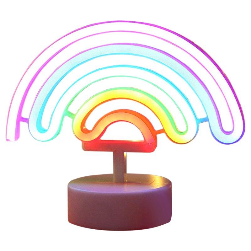 LED Night Lights |   Wholesale Rainbow Desktop Lamp, Nightstand Lamps With Holder Base, 3-AA Battery Or USB Powered Night Light For Living Room Bedroom Balcony  Office Children’s Room Rainbow Lights rainbow LED Lighting LED Night Lights