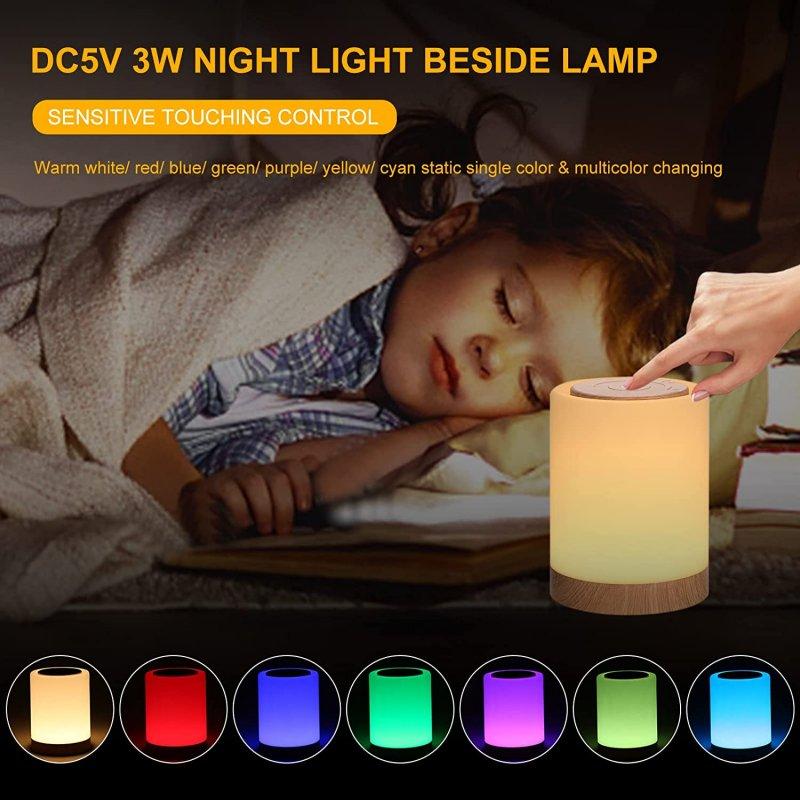 LED Night Lights |   Wholesale Rgb Touch Control Night Light Usb Rechargeable Bedroom Timing Desk Lamp Outdoor Hanging Induction Smart Light wood grain LED Lighting LED Night Lights