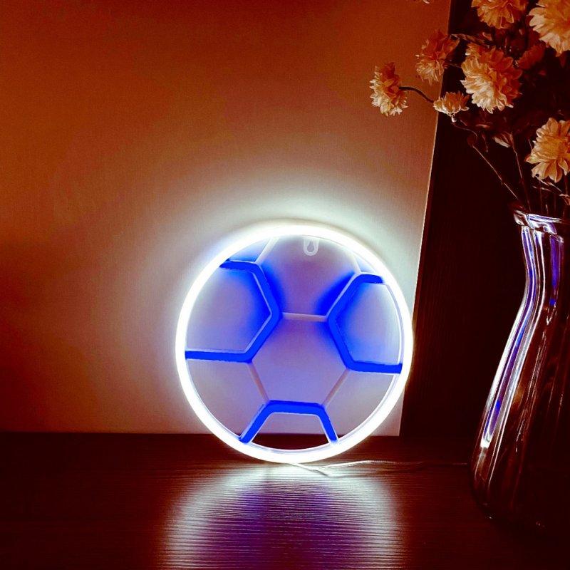 LED Night Lights |   Wholesale Soccer Neon Sign For Bedroom, Battery/USB Powered LED Football Neon Lamp Sports Neon Sign For Home Bedroom Club Party Wall Hanging Decor white+blue LED Lighting LED Night Lights