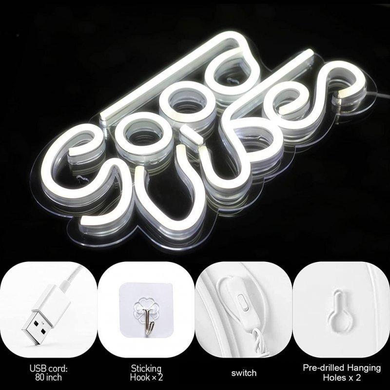 LED Night Lights |   Wholesale Transparent Good Vibes Neon Sign Wall Decor LED Neon Signs For Engagement Party Birthday Party Bedroom Decorations white 5 LED Lighting LED Night Lights