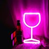 LED Night Lights |   Wholesale Wine Glass Neon Signs, USB Or Battery Powered LED Goblet Neon Light, KTV Bar Festival Atmosphere Lamp, Bedroom Wall Decoration, Wedding Supplies Birthday Gifts blue LED Lighting Blue