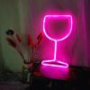 LED Night Lights |   Wholesale Wine Glass Neon Signs, USB Or Battery Powered LED Goblet Neon Light, KTV Bar Festival Atmosphere Lamp, Bedroom Wall Decoration, Wedding Supplies Birthday Gifts blue LED Lighting Blue