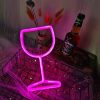 LED Night Lights |   Wholesale Wine Glass Neon Signs, USB Or Battery Powered LED Goblet Neon Light, KTV Bar Festival Atmosphere Lamp, Bedroom Wall Decoration, Wedding Supplies Birthday Gifts blue LED Lighting Blue