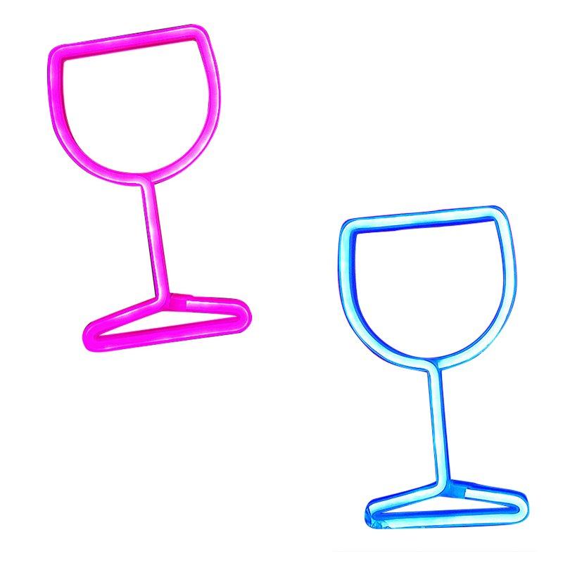 LED Night Lights |   Wholesale Wine Glass Neon Signs, USB Or Battery Powered LED Goblet Neon Light, KTV Bar Festival Atmosphere Lamp, Bedroom Wall Decoration, Wedding Supplies Birthday Gifts pink LED Lighting LED Night Lights