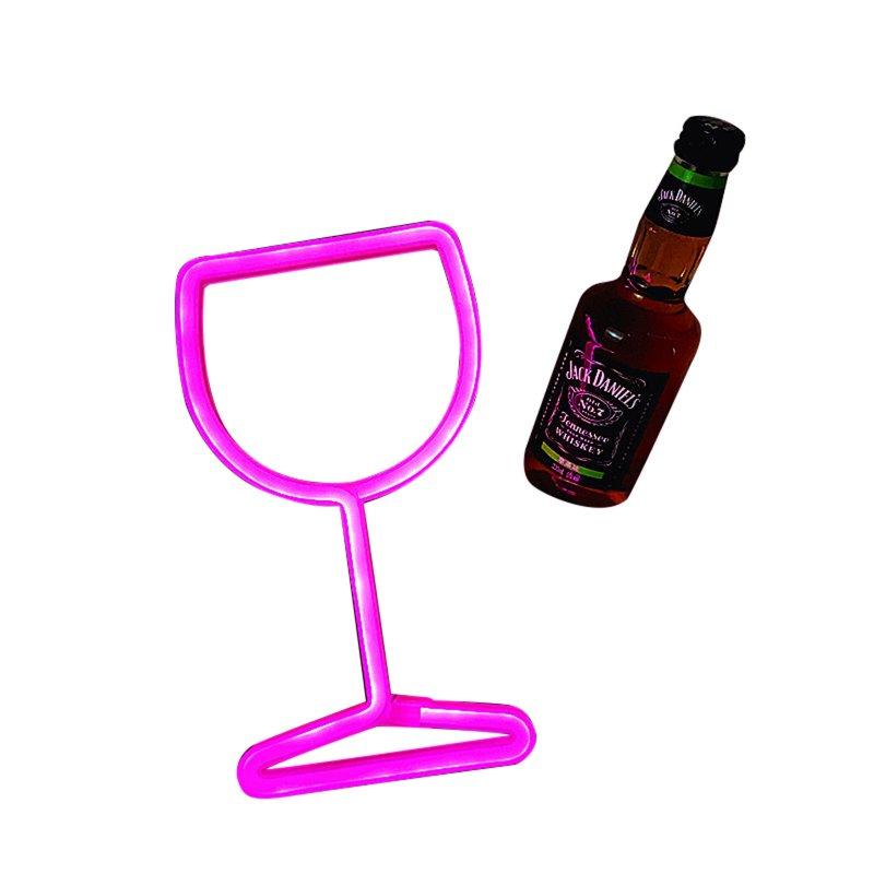 LED Night Lights |   Wholesale Wine Glass Neon Signs, USB Or Battery Powered LED Goblet Neon Light, KTV Bar Festival Atmosphere Lamp, Bedroom Wall Decoration, Wedding Supplies Birthday Gifts pink LED Lighting LED Night Lights