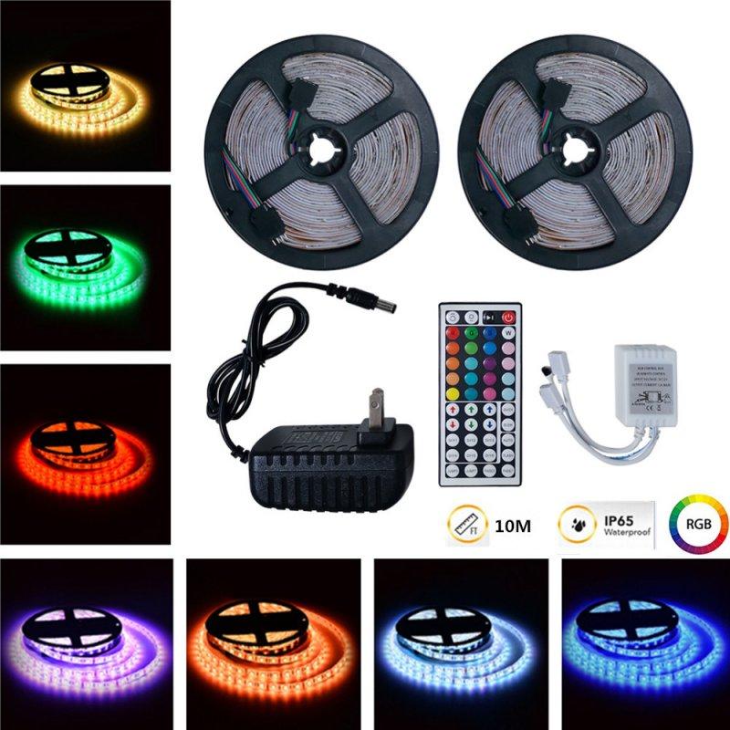 LED Strip Lights |   Wholesale 10M RGB LED Waterproof Strip Lights+44Keys Remote Control+Adapter U.S. regulations LED Lighting LED Strip Lights