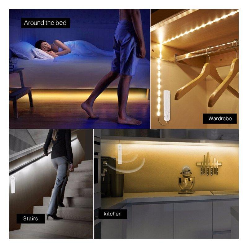 LED Strip Lights |   Wholesale 2M Motion Sensor LED String Light for Cabinet Stairs Hallway Under Bed Lighting Warm white light LED Lighting LED Strip Lights