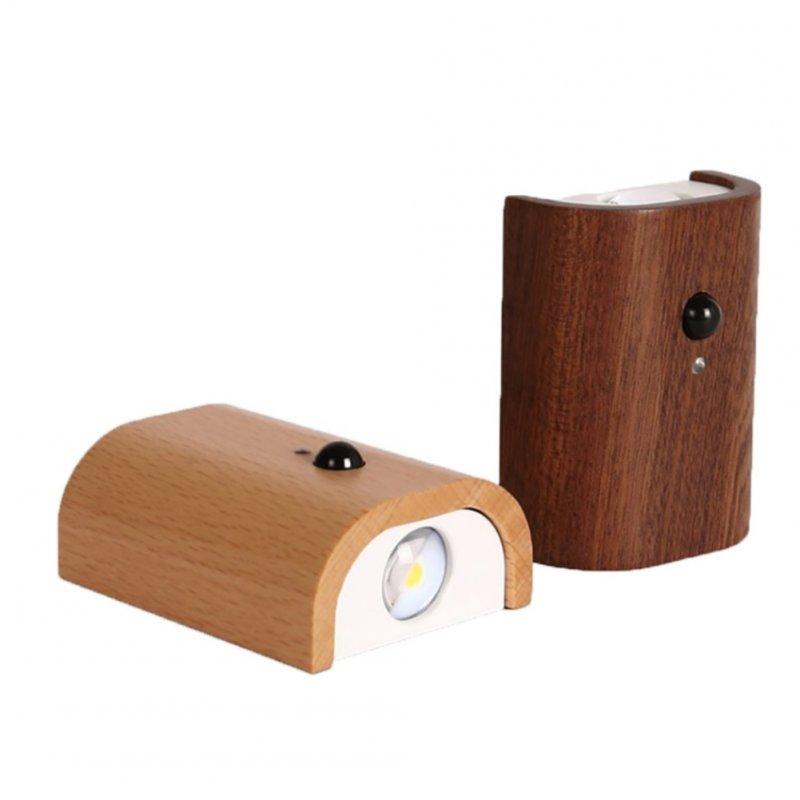 Smart Lighting |   Wholesale 0.4W LED Wall Lamp USB Rechargeable Motion Sensor Magnetic Wood Grain Night Lights Wall Light Fixtures For Bedroom Kitchen Corridor Stairs Lighting Beech wood (sensor 1 piece) LED Lighting Beech wood (sensor 1 piece)