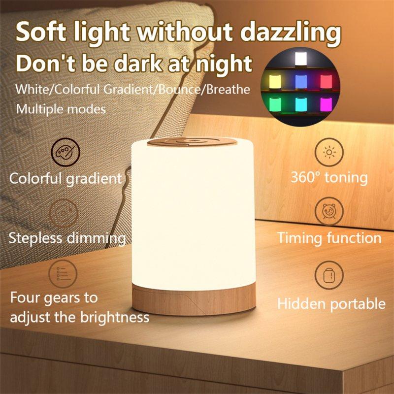 Smart Lighting |   Wholesale Led Bedside Touch Sensor Nursery  Light Usb Rechargeable Baby Breastfeeding Multifunctional Lamp Dimmable Warm Night Light Soft Eye Care Wood grain LED Lighting Smart Lighting