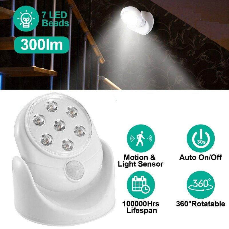 Smart Lighting |   Wholesale Led Motion Light Built In Sensitive Sensor 300lm 360 Degree Rotating Indoor Cordless Stairs Wall Lamp White LED Lighting Smart Lighting