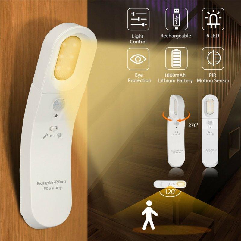 Smart Lighting |   Wholesale Sb Rechargeable Wireless Motion Sensor  Light Led Night Light Wall Cupboard Closet Light White shell – warm light LED Lighting Smart Lighting